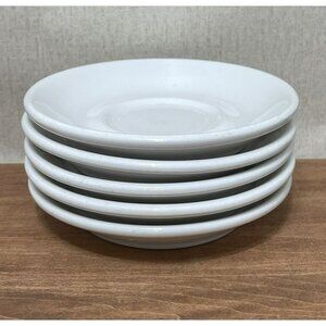 Vintage Buffalo China Restaurantwear Saucers Set Of 5 White